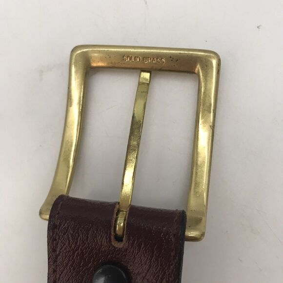 Brown Cowhide Smooth Leather Dress Belt Men's 36  1.5" W - 41 " L  Brass Buckle - Picture 9 of 13